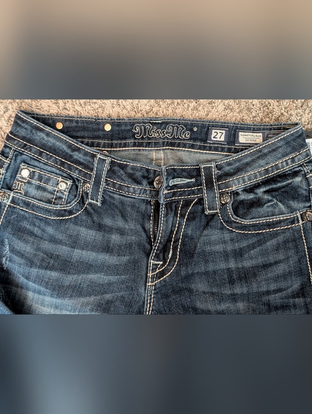Miss Me Medium Blue Embellished Skinny Jean - Picture 3 of 4